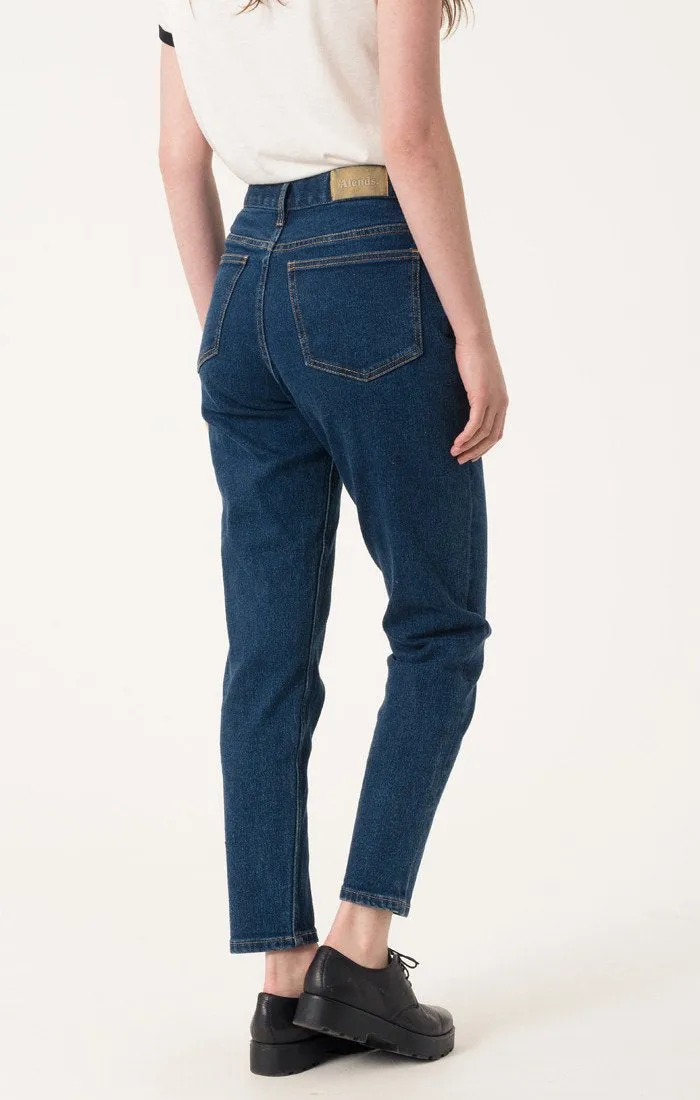 Afends Womens Luckies - Indigo - High Waist Slim Jeans