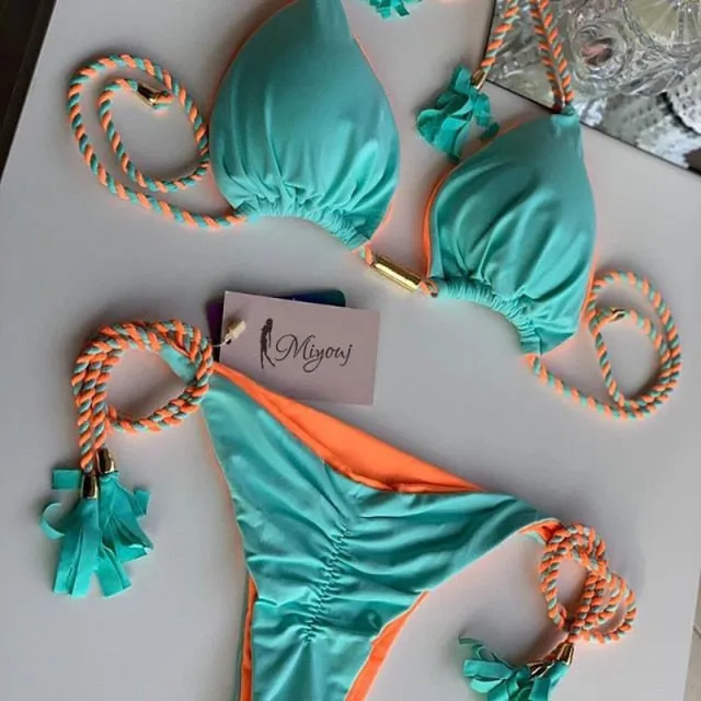 Ashoreshop Bikini Set 2022 Blue Color Swimsuit Woman Sexy Bathing Suits