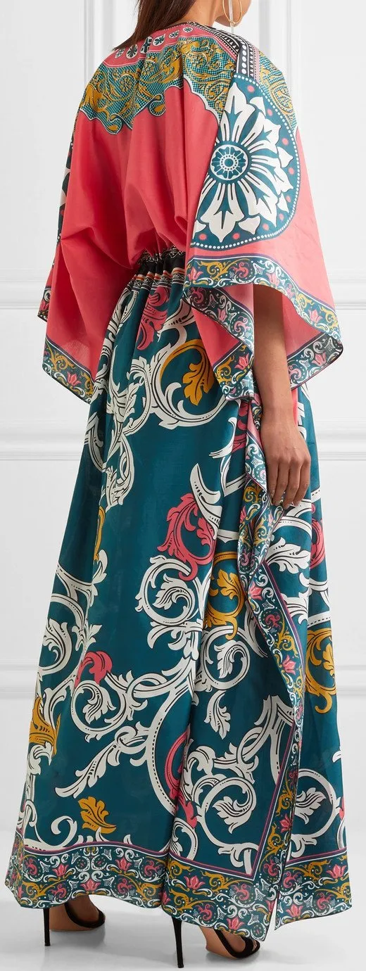 'Asso' Printed Maxi Kaftan-Dress