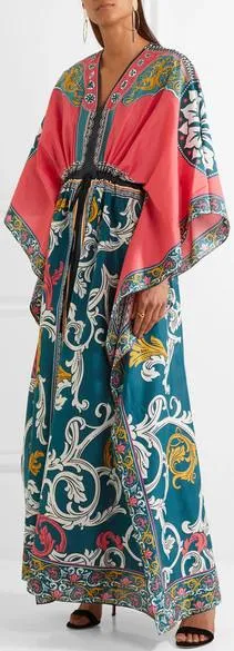 'Asso' Printed Maxi Kaftan-Dress