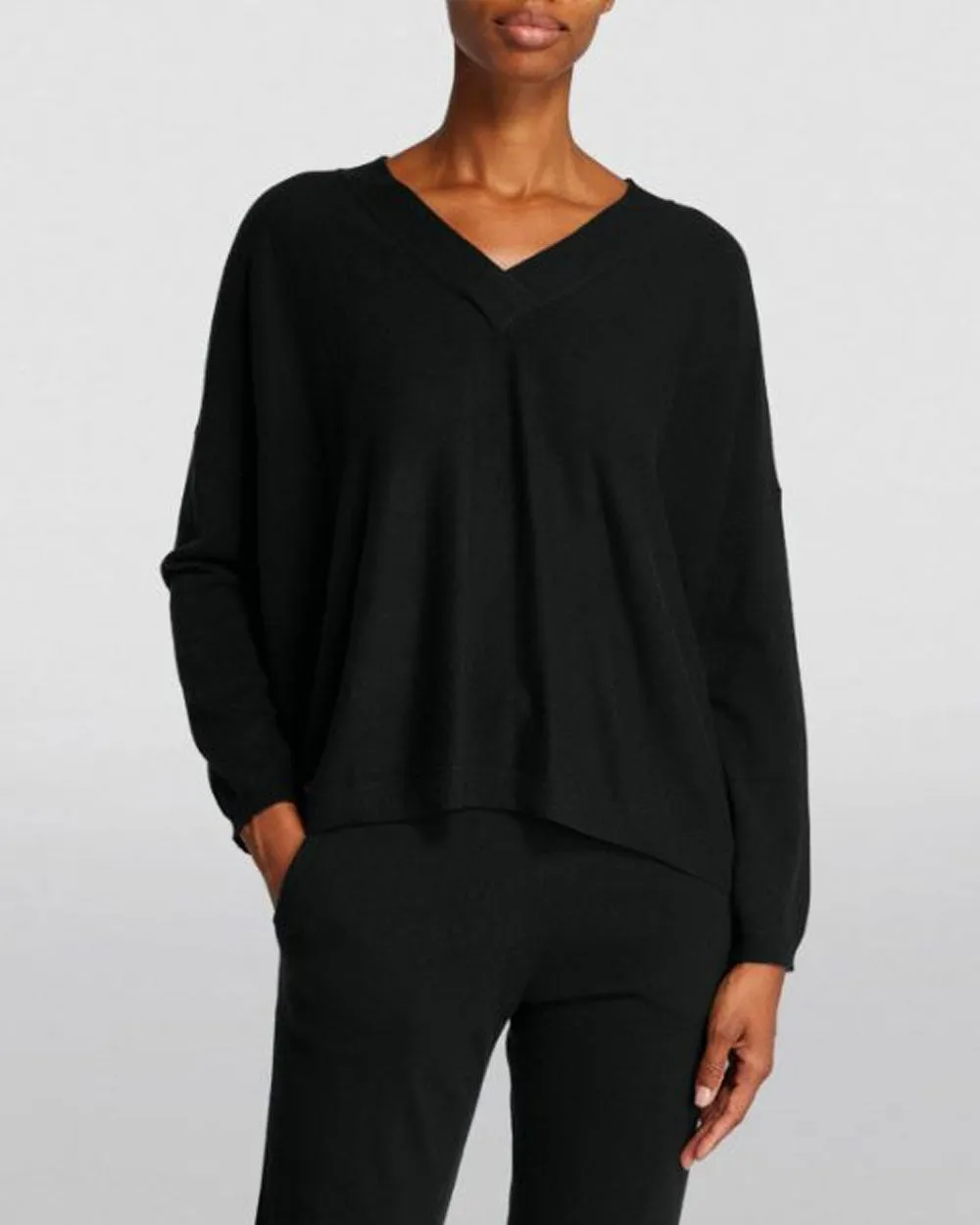 Black Bailey V Neck Sweater