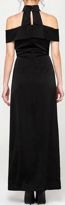 Black Cold-Shoulder Maxi Dress