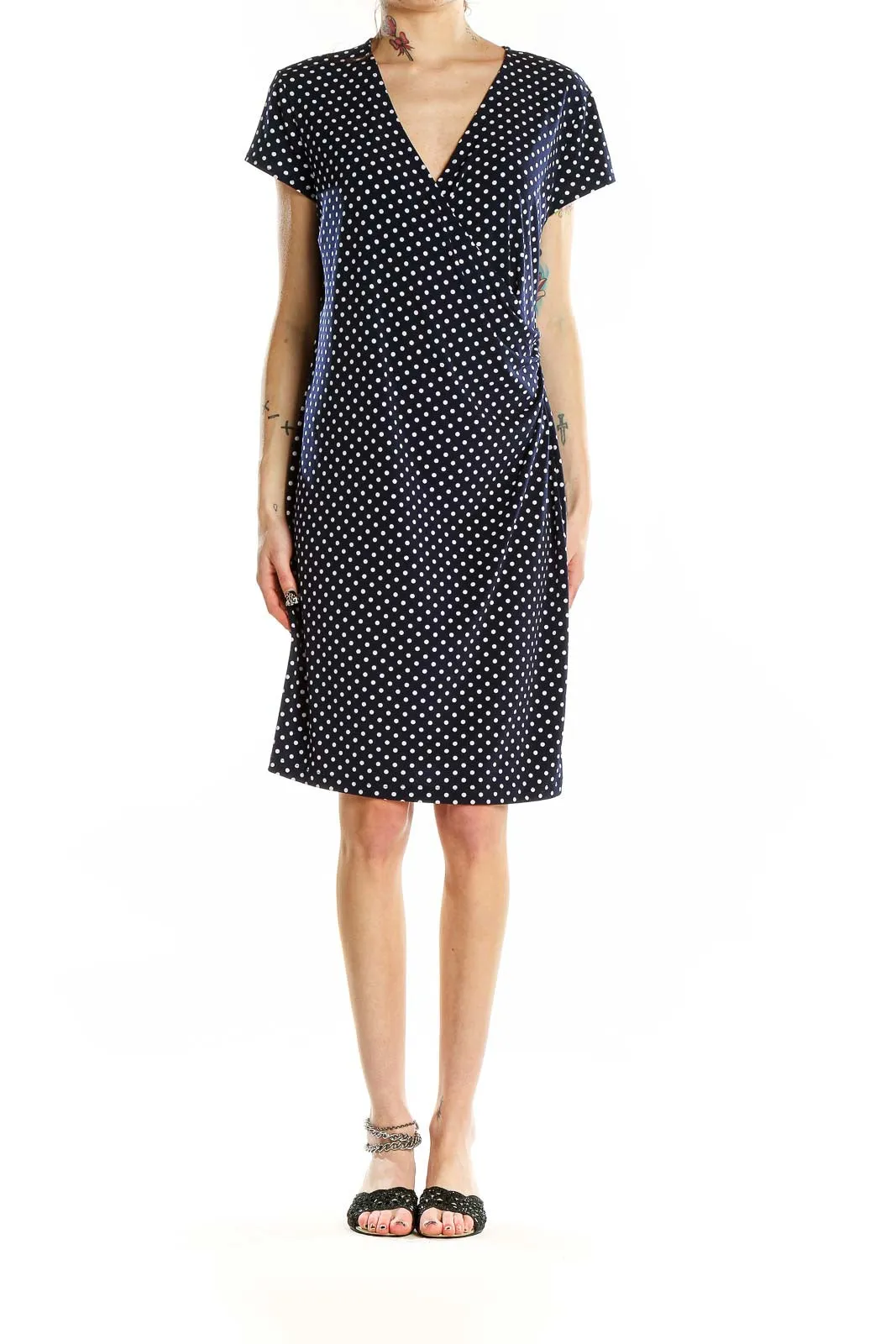 Black Polka Dot Wrap Dress