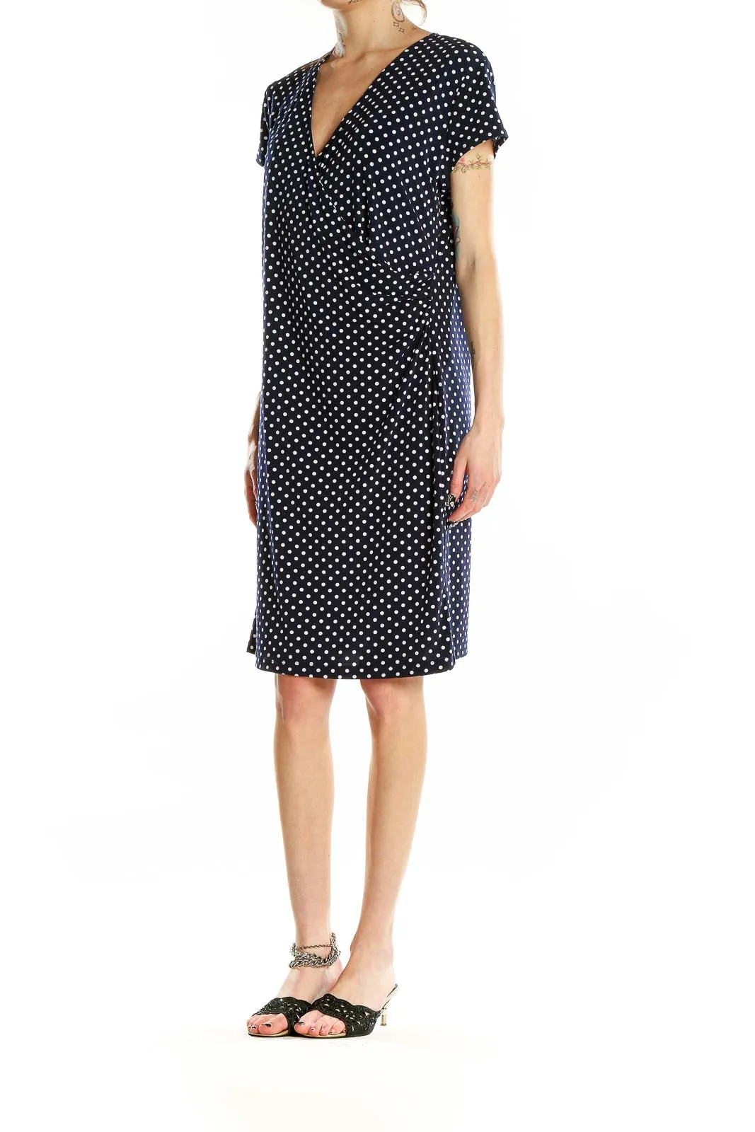 Black Polka Dot Wrap Dress