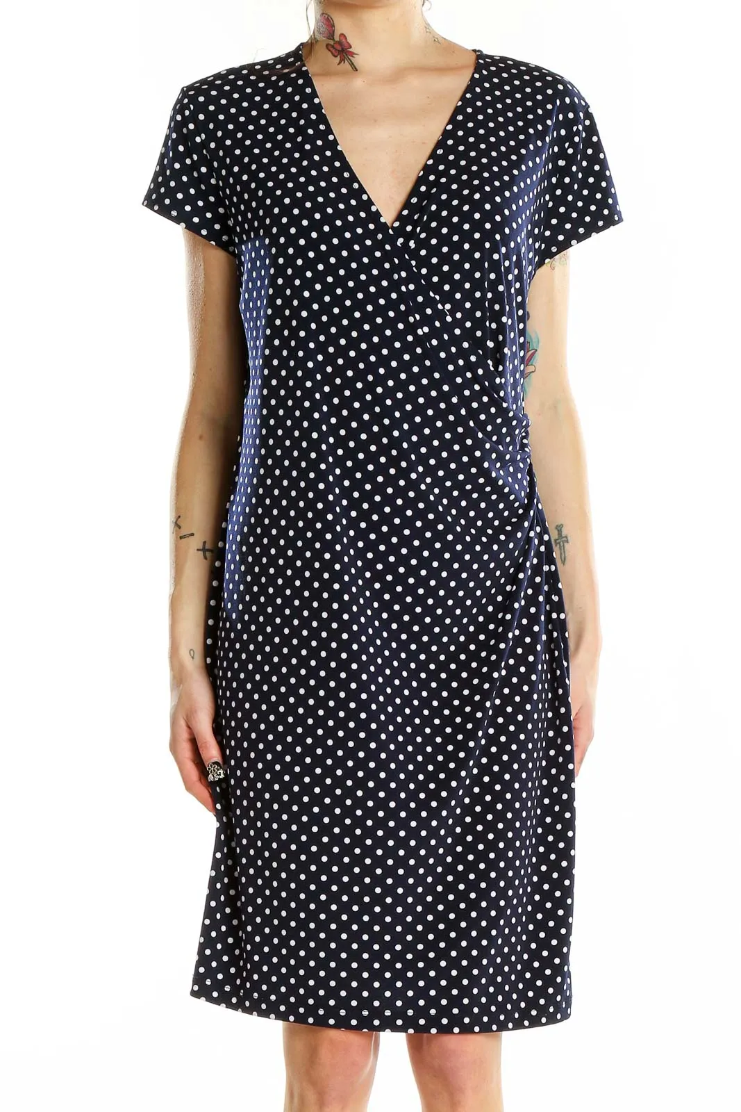 Black Polka Dot Wrap Dress