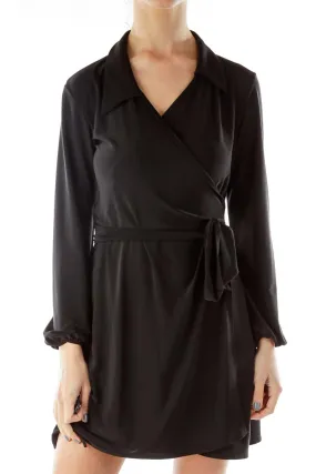 Black Wrap Work Dress