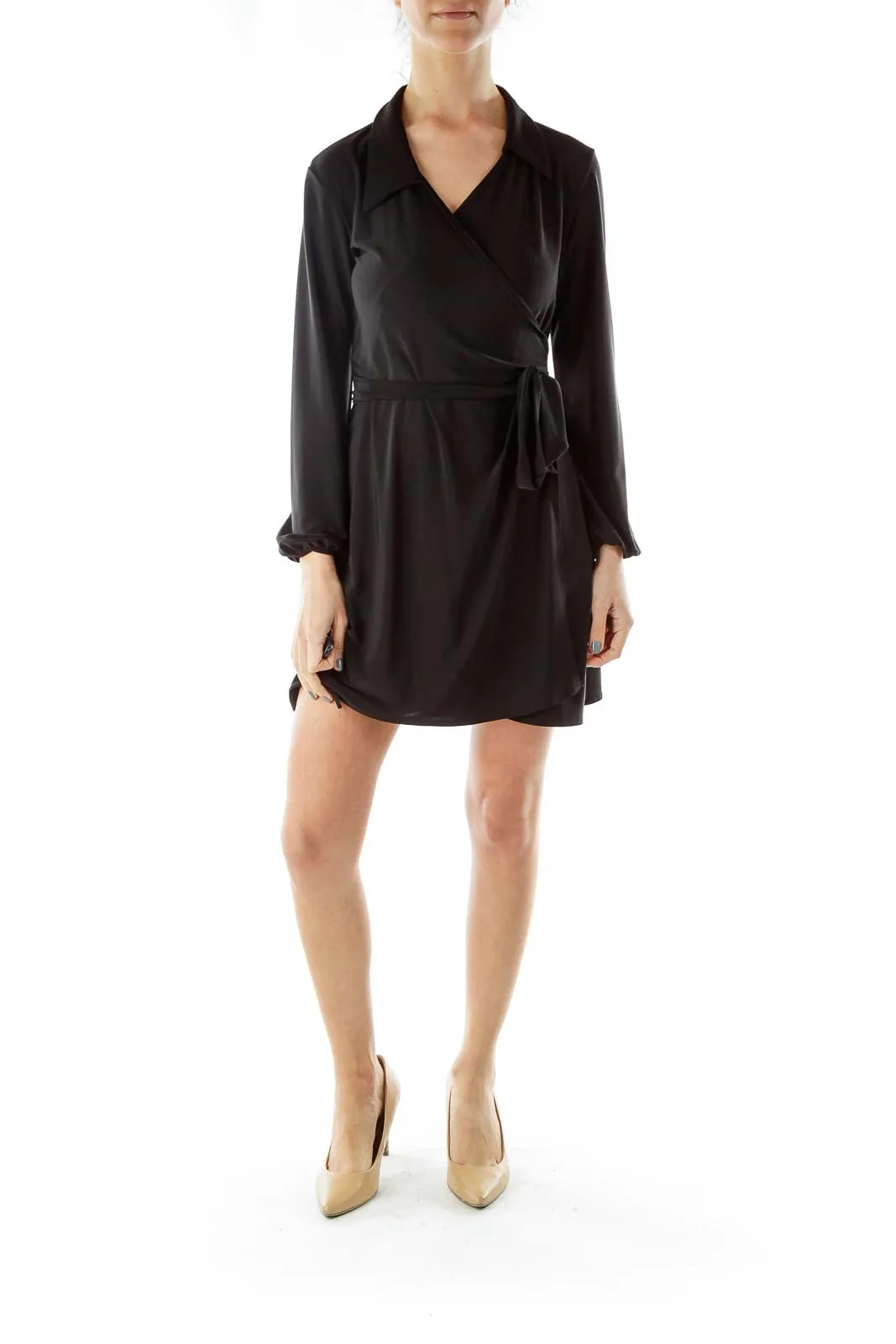 Black Wrap Work Dress