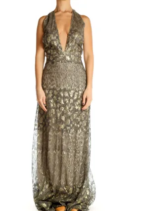 Brown Sequin Cocktail Column Dress