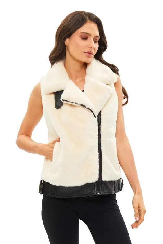 Cream Faux Fur Vest