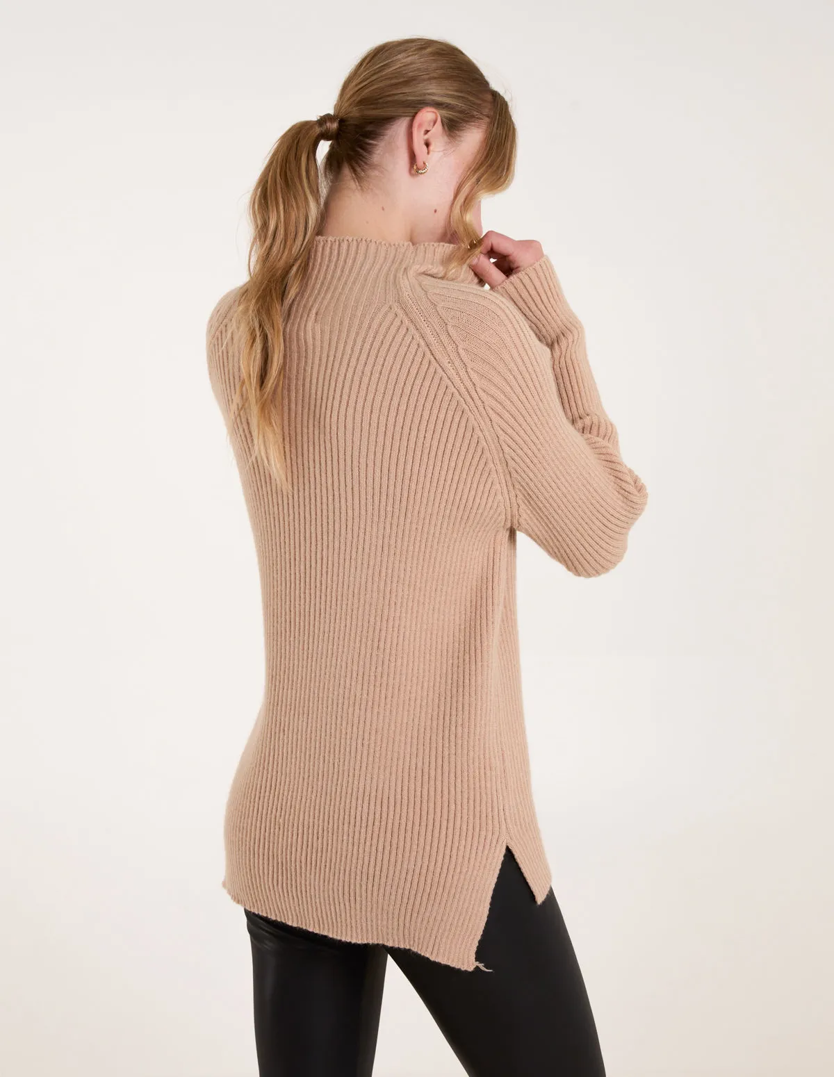 Double Hem Detail High Neck Jumper