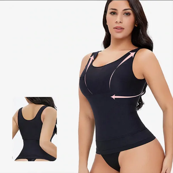 Elegant Sexy Ladies' Black Elastic Vests For Abdomen Slimming