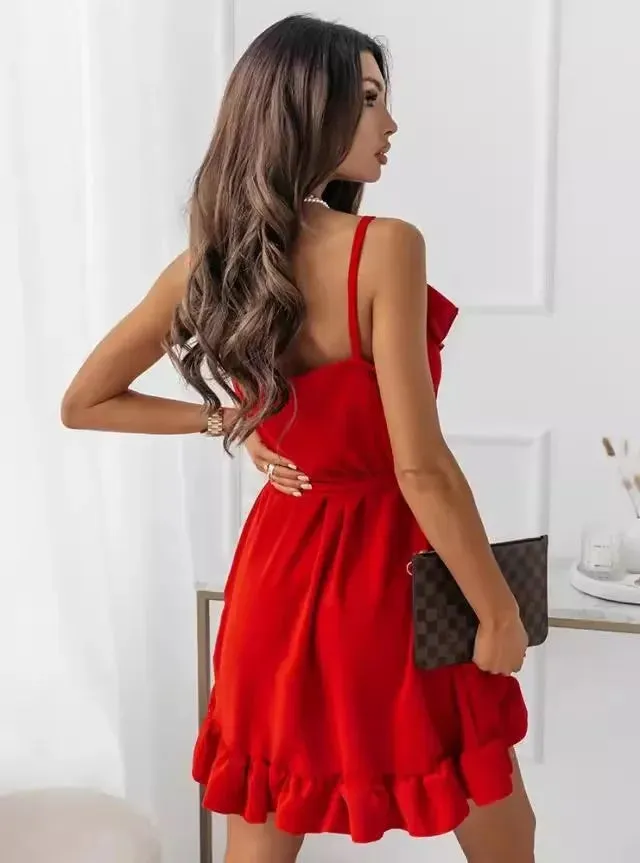 Elegant V-Neck Wrap Mini Dress – Feminine and Flirty