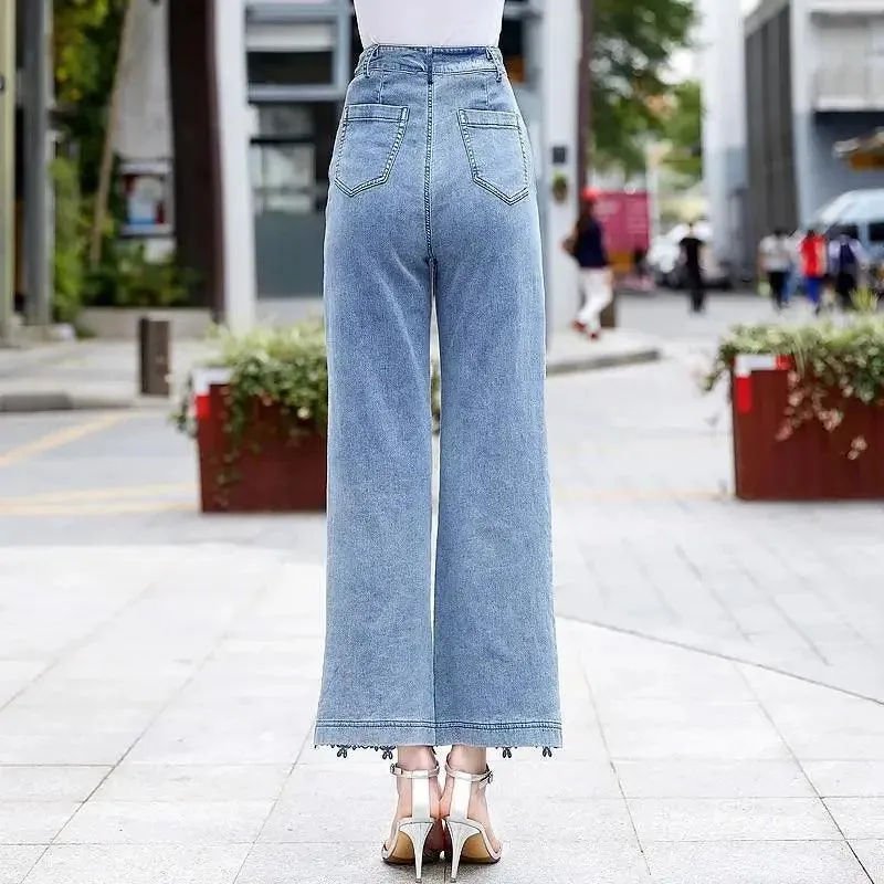 High Waist Patchwork Hollow Out Jeans