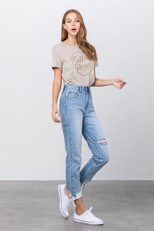 HIGH WAIST TAPERED JEANS