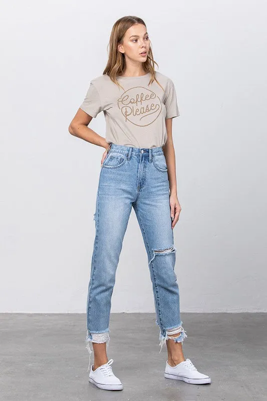 HIGH WAIST TAPERED JEANS