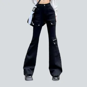 High-waist women's color jeans