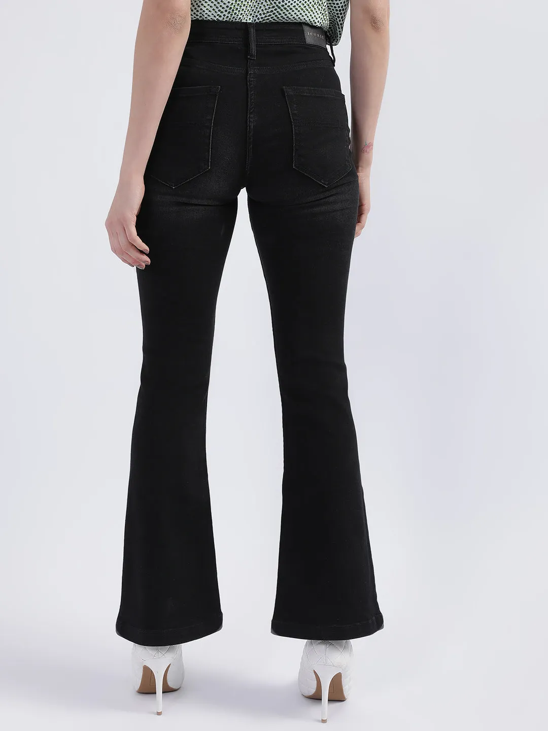 Iconic Women Black Solid Bootcut Jeans