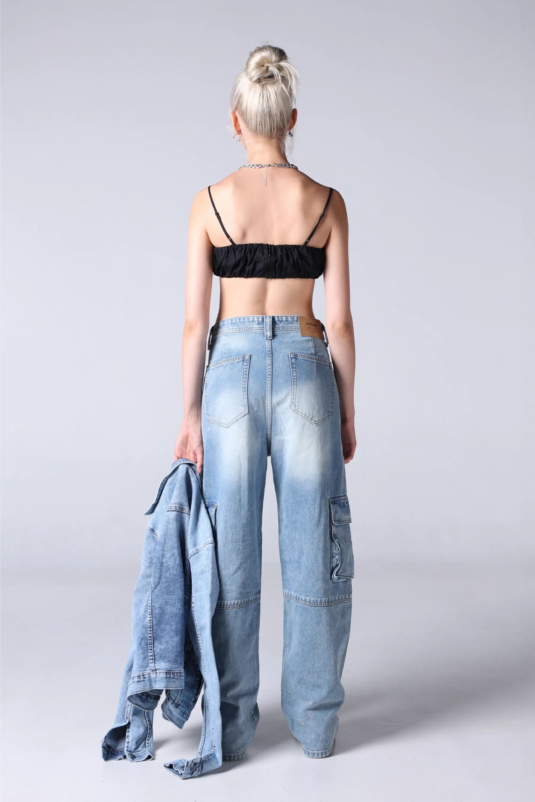 Jack Russel - Women Cargo Jeans - Handwerk JF-149 Straight Fit Baja Blue Rust Fade High Waisted