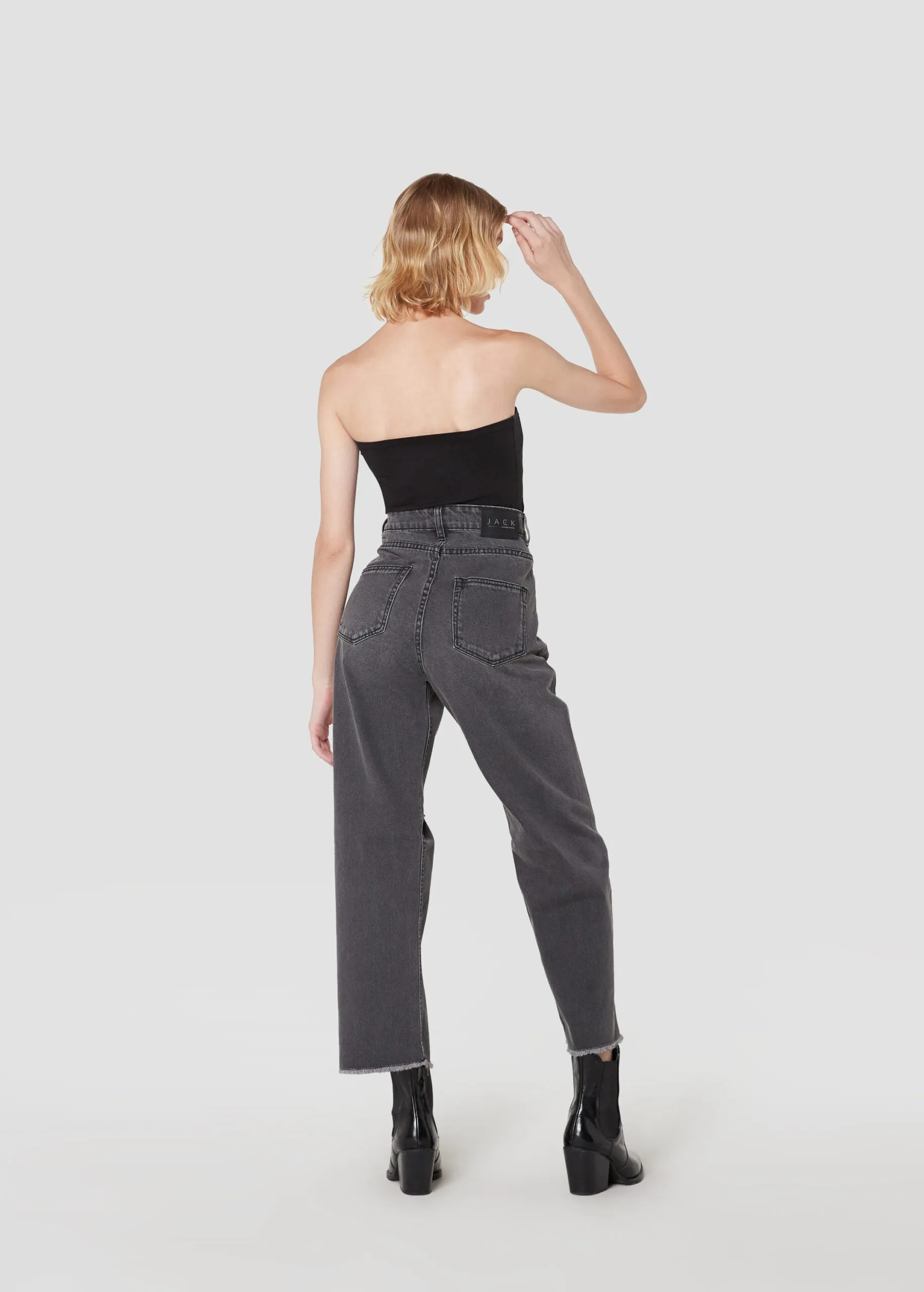 Jack Russel - Women Jeans - Handwerk JF-110/BK Wide Leg Black High Waisted