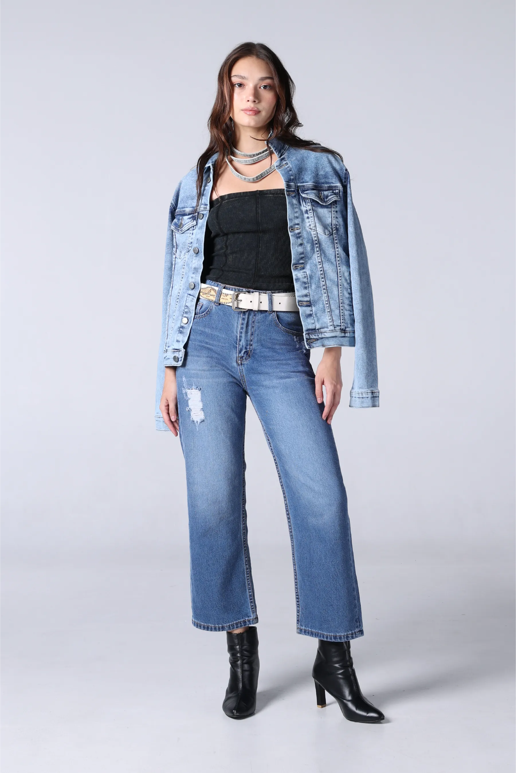 Jack Russel - Women Jeans - Handwerk JF-146 Wide Leg Blue Jean High Waisted