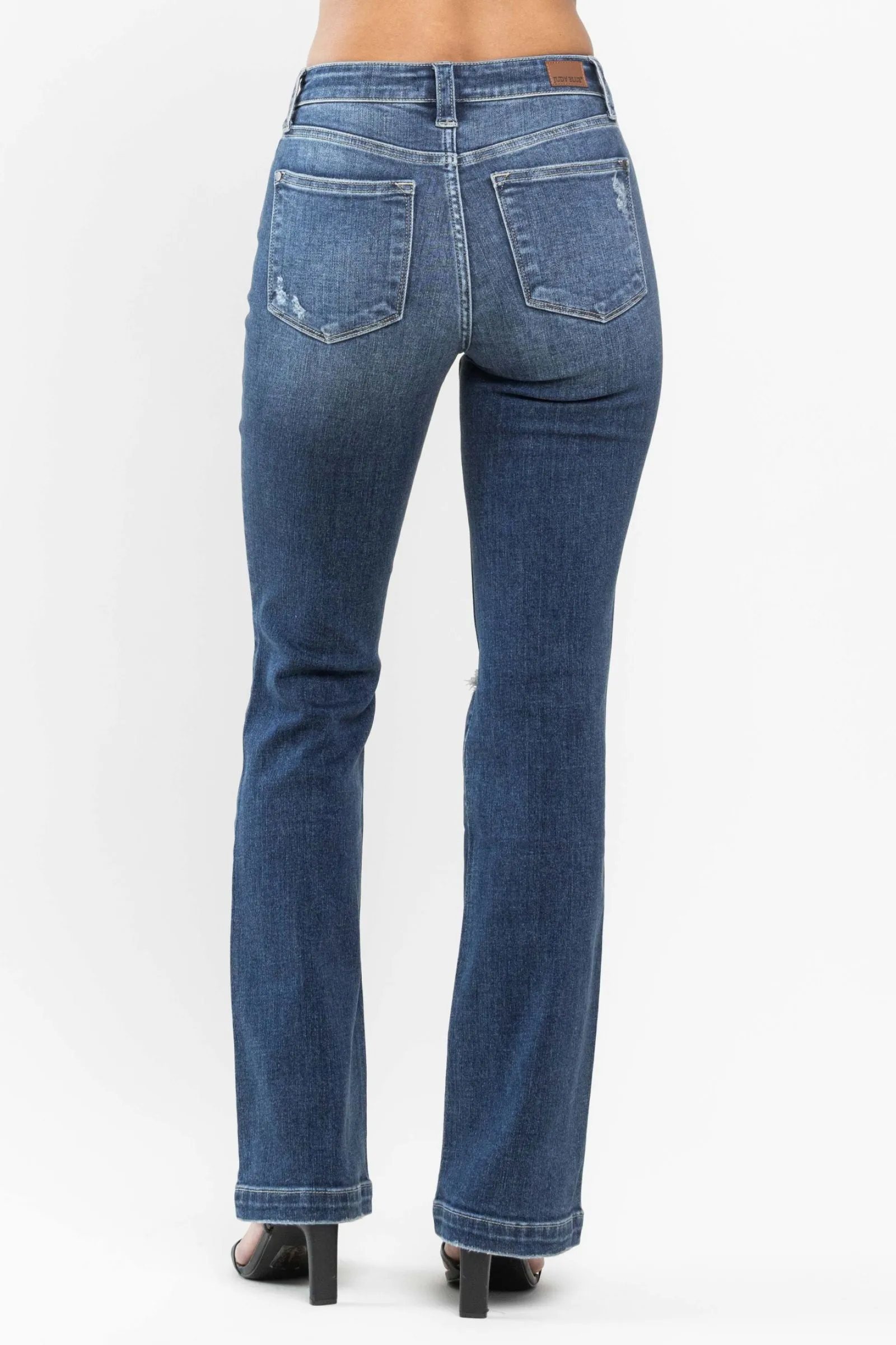 Judy Blue Mid Rise Hand Sand Destroyed Bootcut Jeans