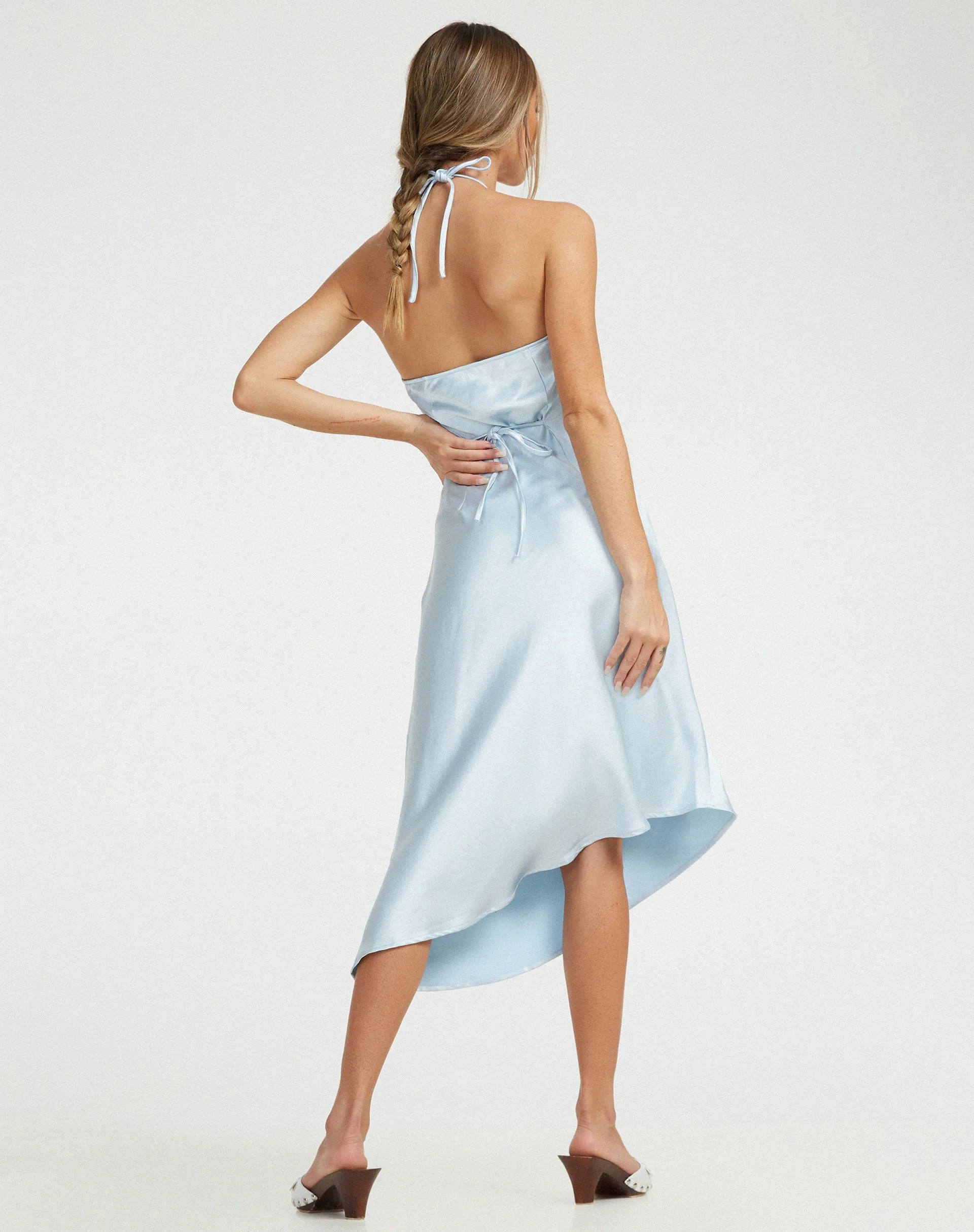 Kimora Midi Dress in Satin Ice Blue