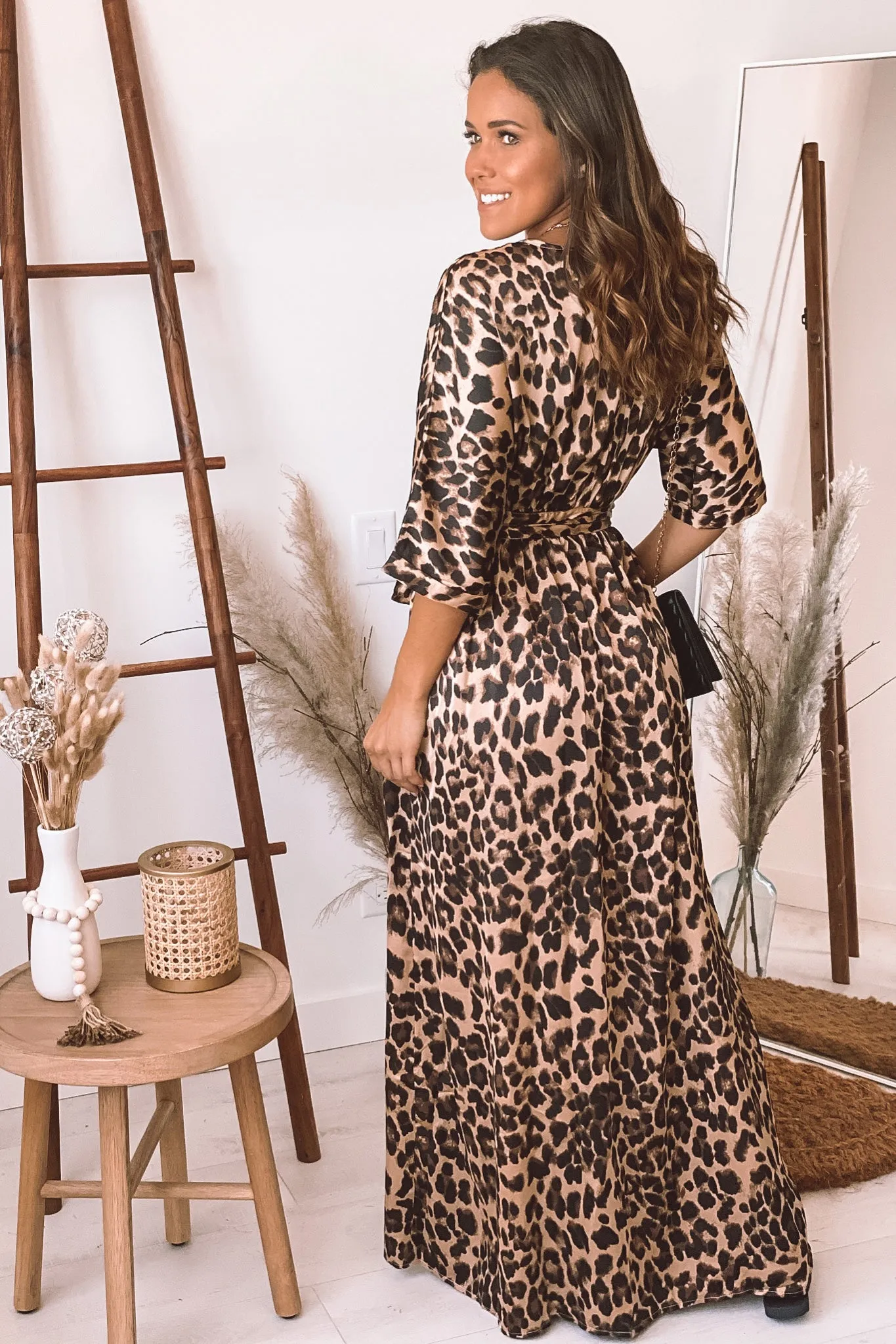 Leopard Wrap Maxi Dress