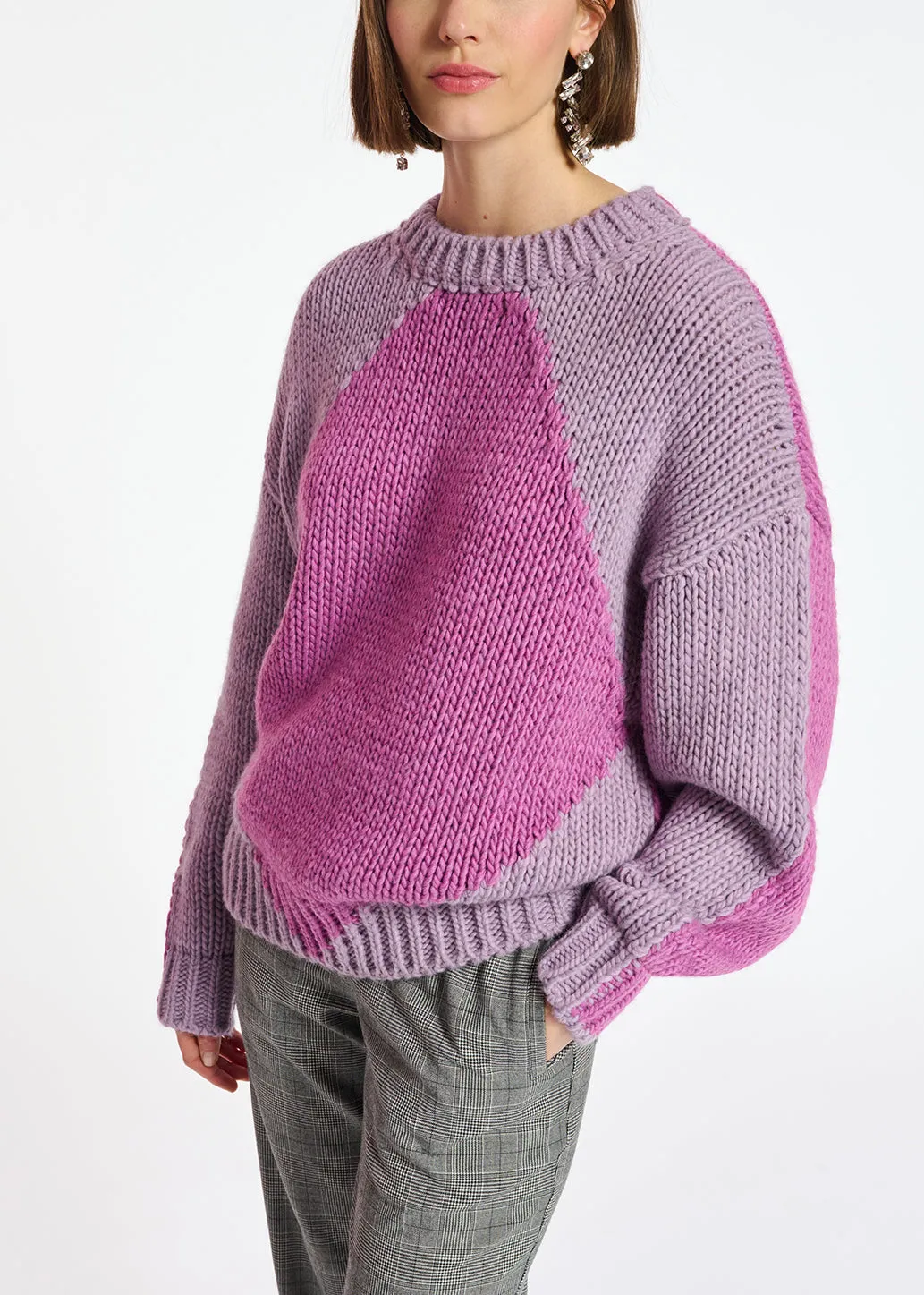 Lilac and pink chunky knit sweater