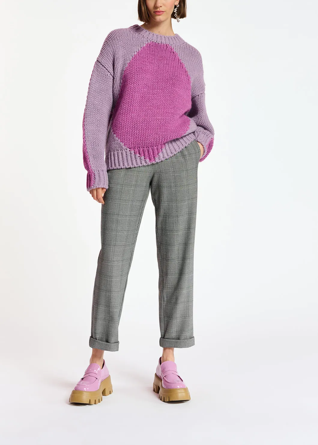 Lilac and pink chunky knit sweater