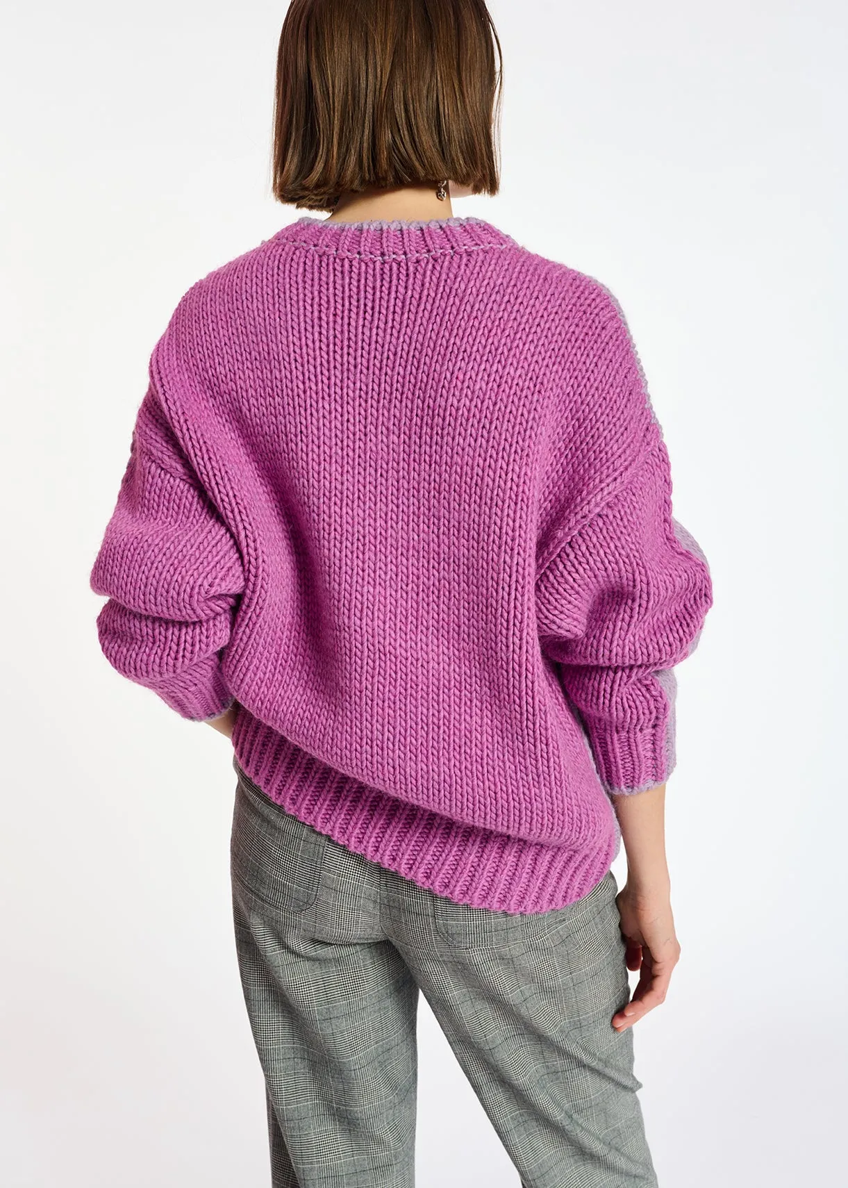 Lilac and pink chunky knit sweater