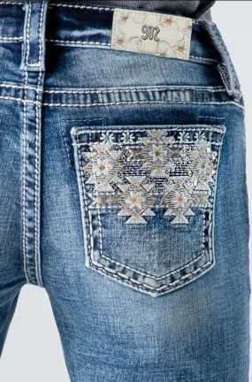 Miss Me Girls Floral Aztec Bootcut Jeans