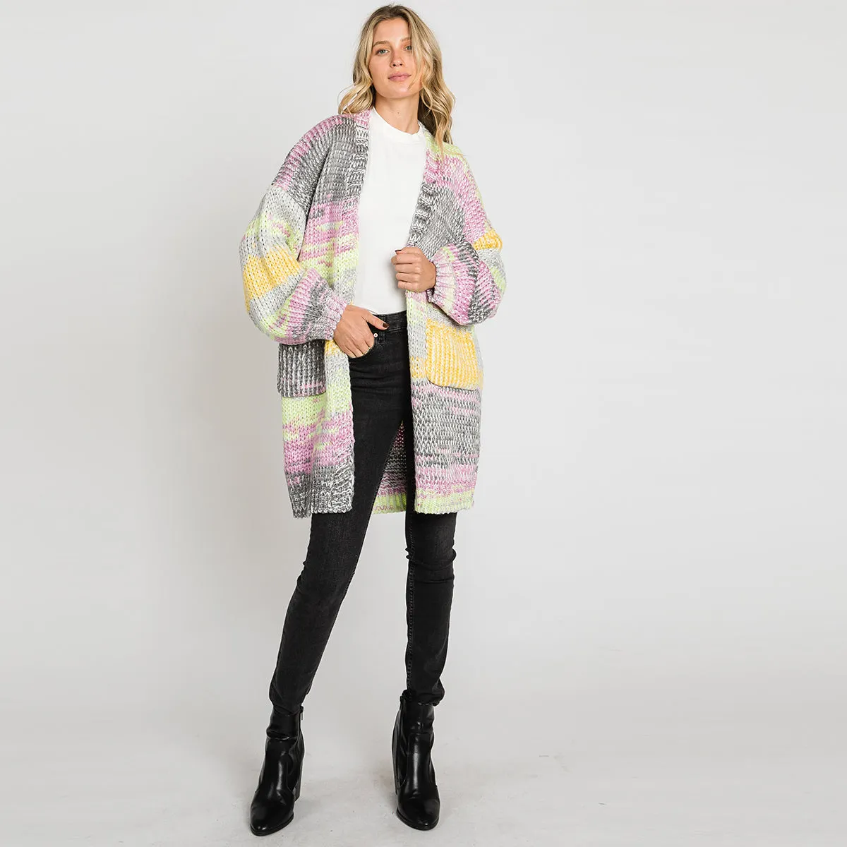 Multi-Colored Thread Knit Cardigan