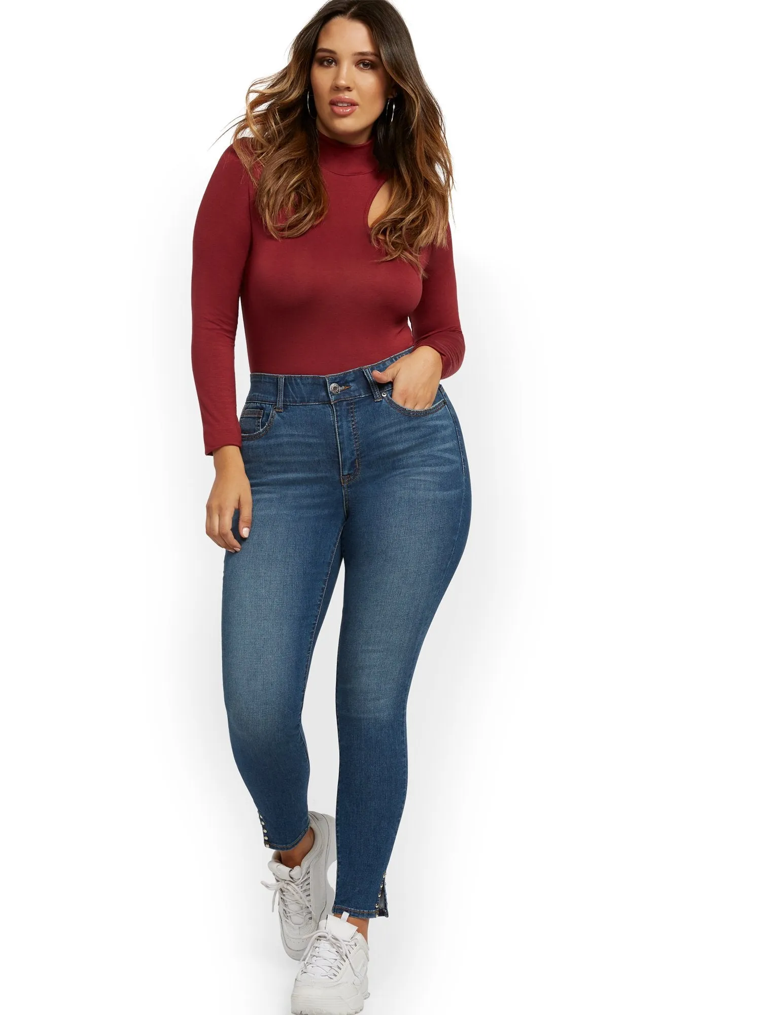 Mya Curvy High-Waisted Sculpting No Gap Super-Skinny Jeans - Precious Blue