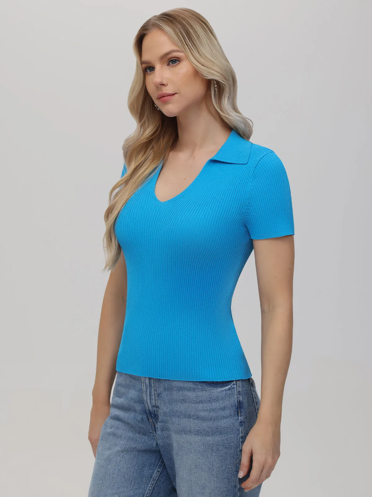 Penelope: V-Neck Polo Pullover