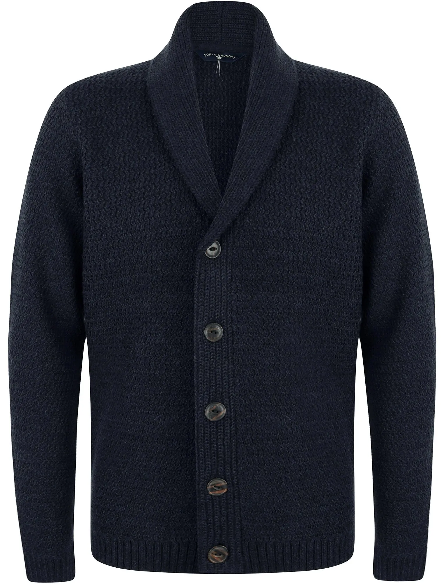 Riley Wool Blend Shawl Neck Cardigan In True Navy Twist - Tokyo Laundry