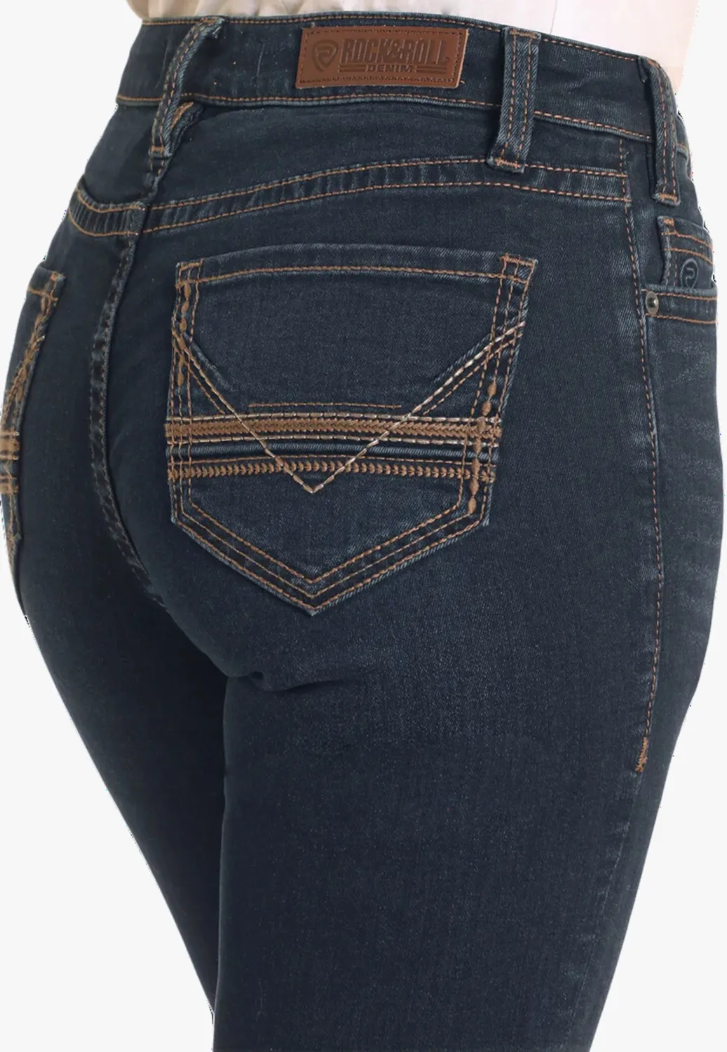 Rock and Roll Womens Mid Rise V Stitch Riding Jean