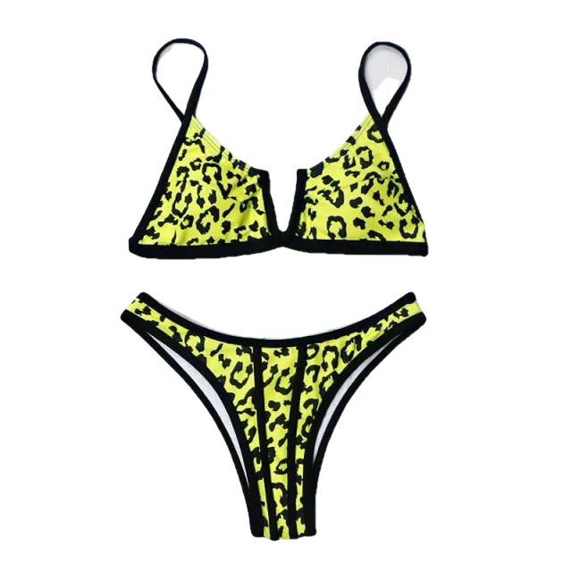 Sexy Ladies' V-neck Push Up Brazilian Bikini Set