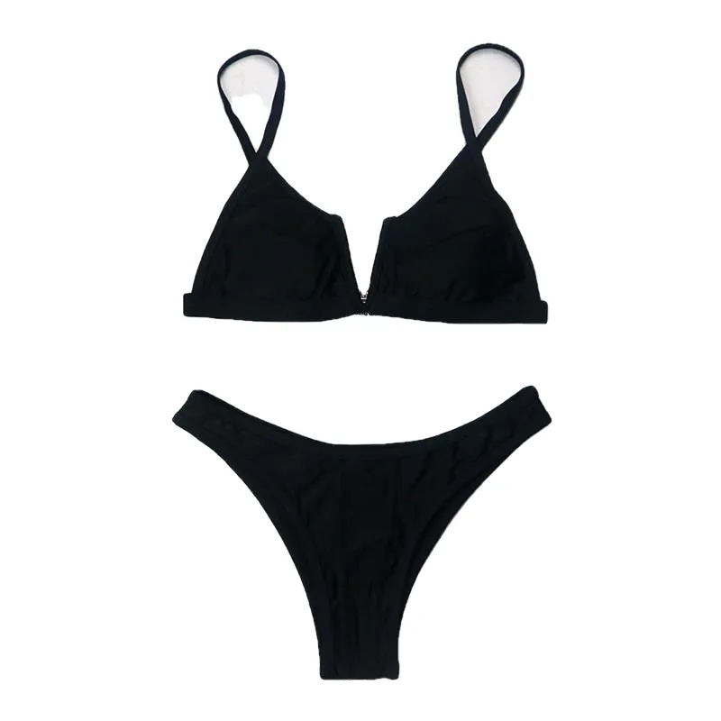 Sexy Ladies' V-neck Push Up Brazilian Bikini Set