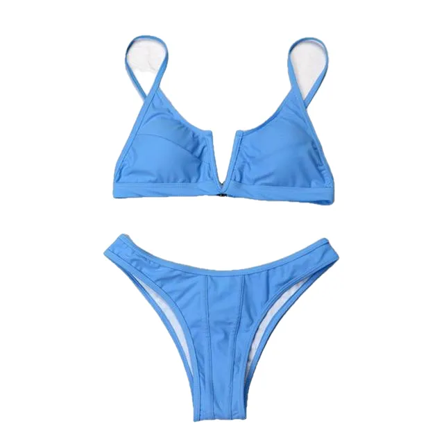 Sexy Ladies' V-neck Push Up Brazilian Bikini Set