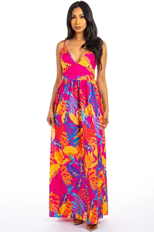 SEXY MAXI DRESS FUSCHIA