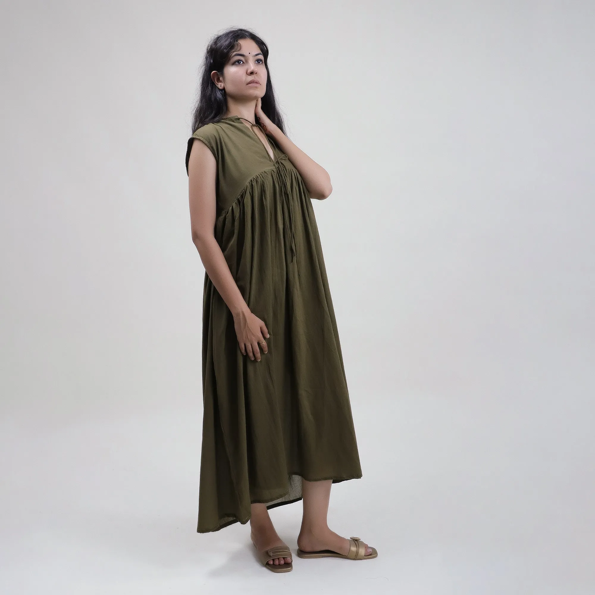 Solid Cotton Dress For Women