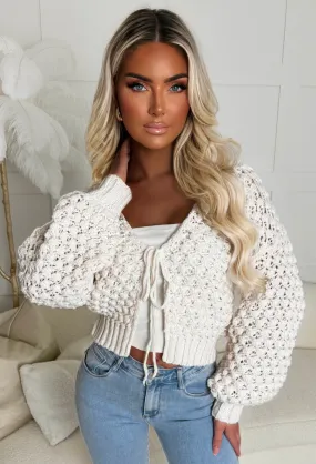 Sophia White Chunky Knit Cardigan