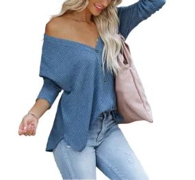 V-Neck Long-Sleeved Solid Color Cardigan Wholesale