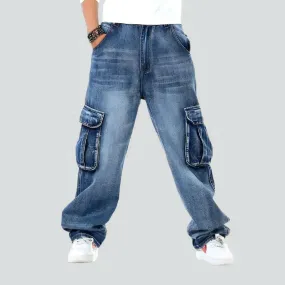 Voluminous men's high-waist jeans