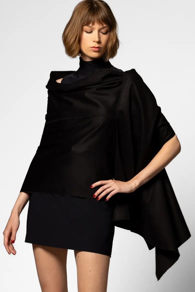 Wool/Cashmere Caress Wrap - Black